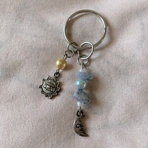 Vintage inspired sun and moon keychain
